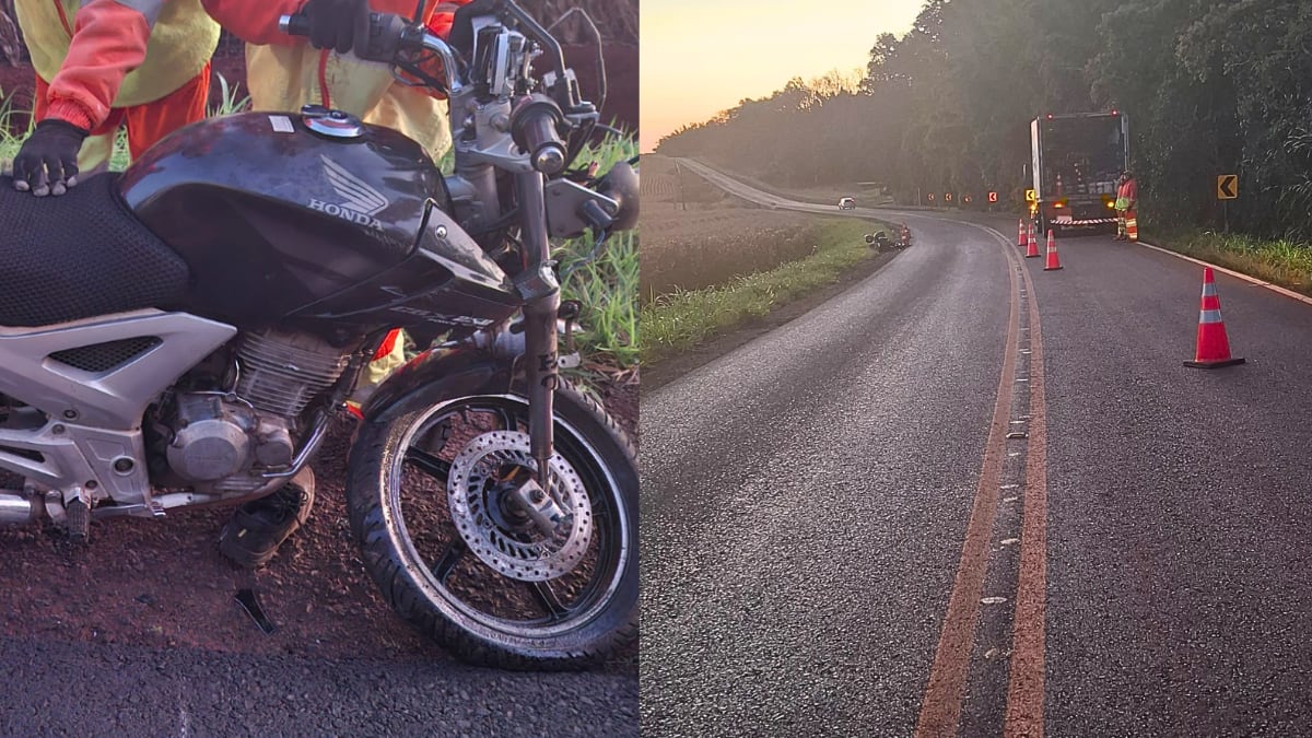 Motociclista morre após colisão com caminhão parado na PR-218 em São Sebastião da Amoreira