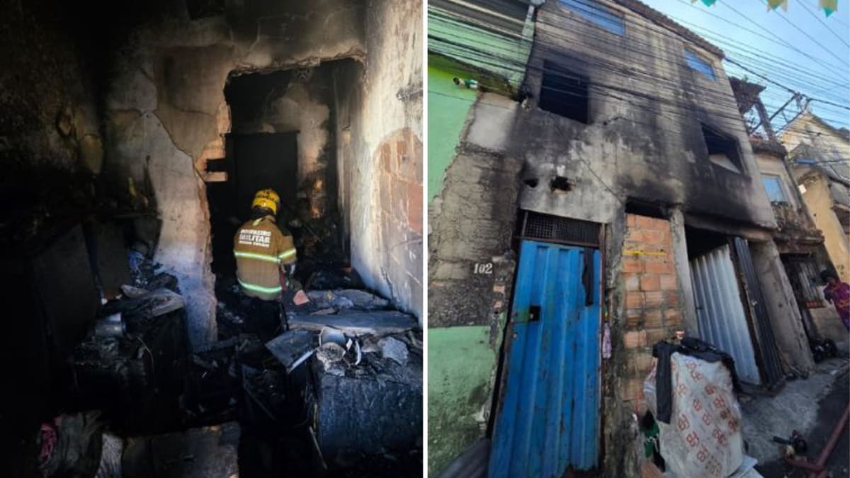 Incêndio destrói imóvel no bairro Serra, em Belo Horizonte, e deixa duas pessoas feridas