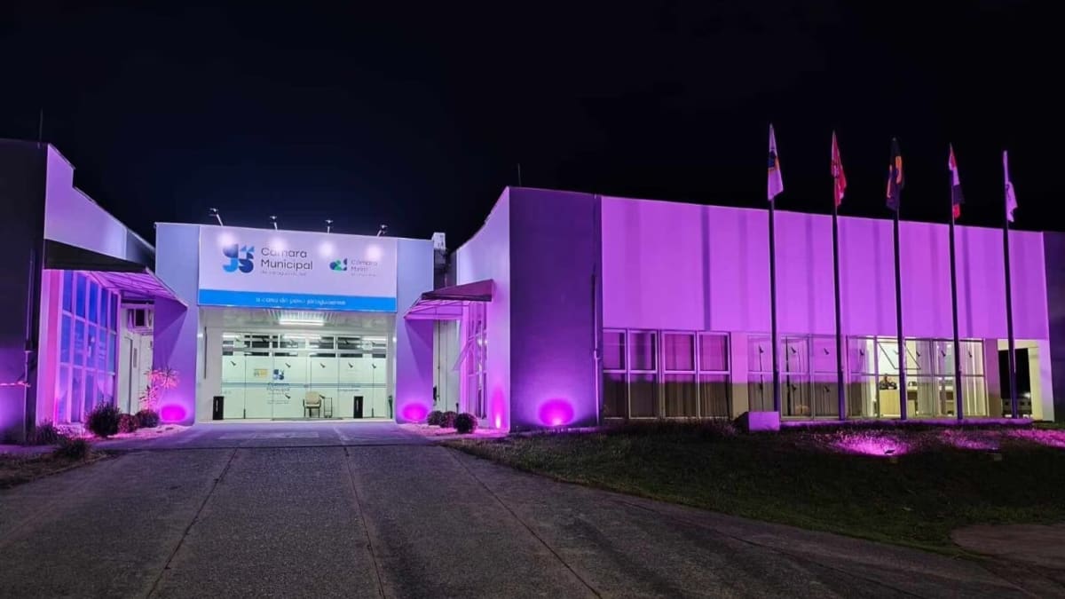 Câmara de Jaraguá do Sul ilumina fachada em campanha Agosto Lilás