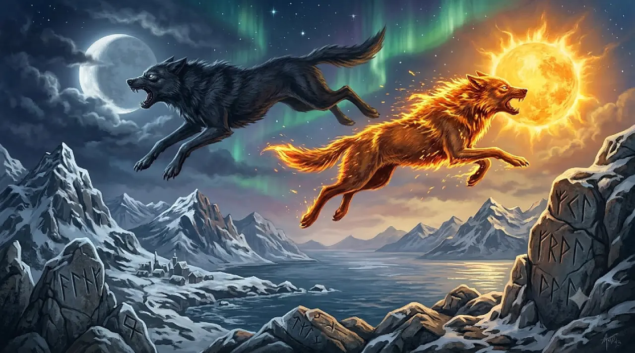 Mitologia nórdica explica eclipses e anuncia o Ragnarök com lobos perseguindo o Sol e a Lua