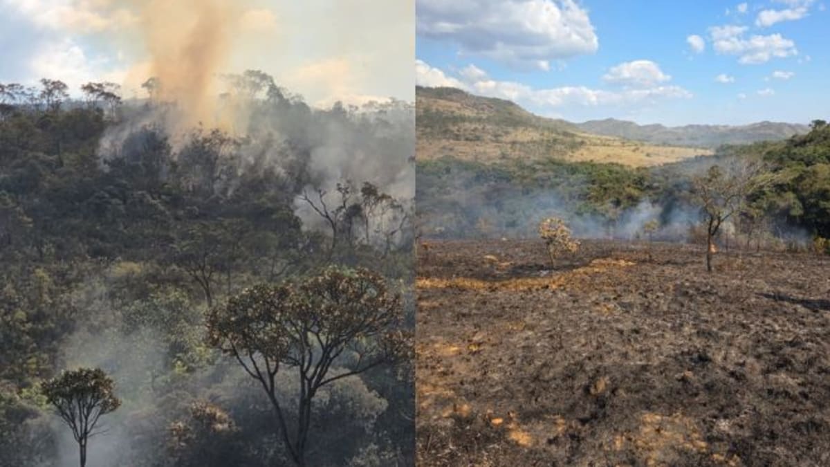 Incêndio mobiliza 19 agentes no Parque Nacional da Serra do Gandarela, em Minas Gerais