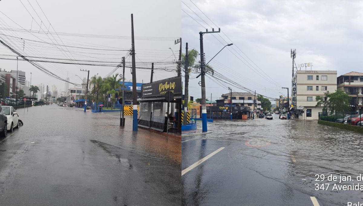 Chuva forte causa alagamentos e interdições em Balneário Camboriú
