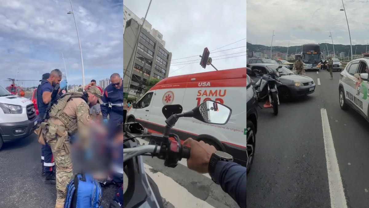 Dupla corrida pela vida mobiliza forças de segurança na Ponte Colombo Salles em Florianópolis